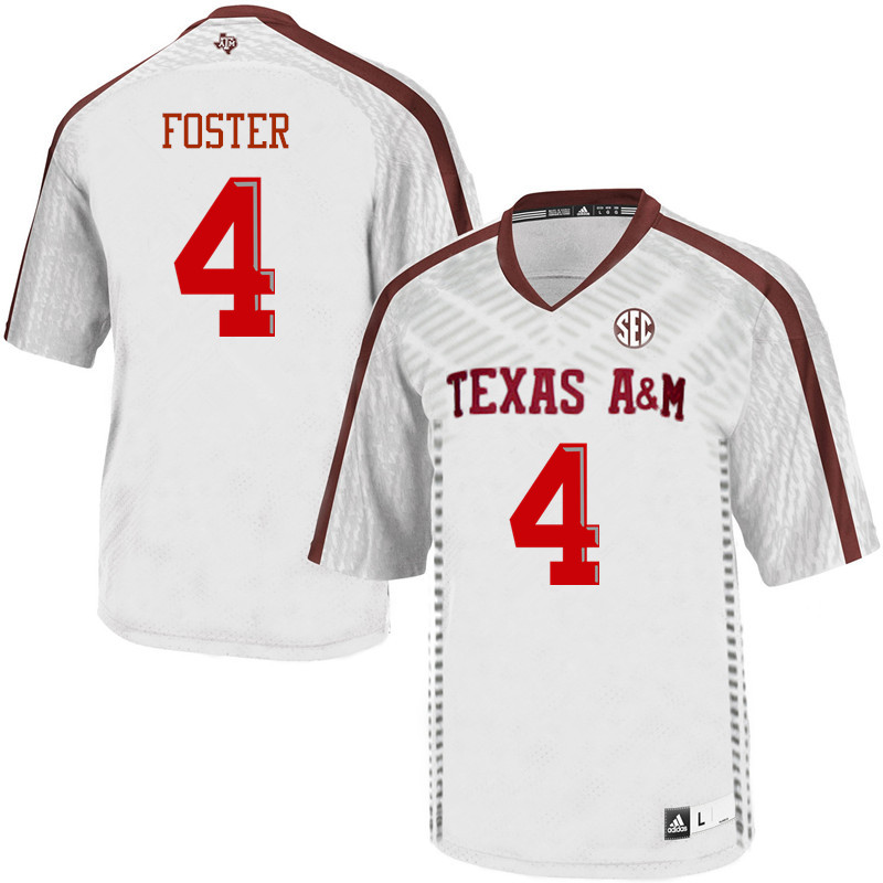 Men #4 James Foster Texas A&M Aggies College Football Jerseys Sale-White - Click Image to Close
